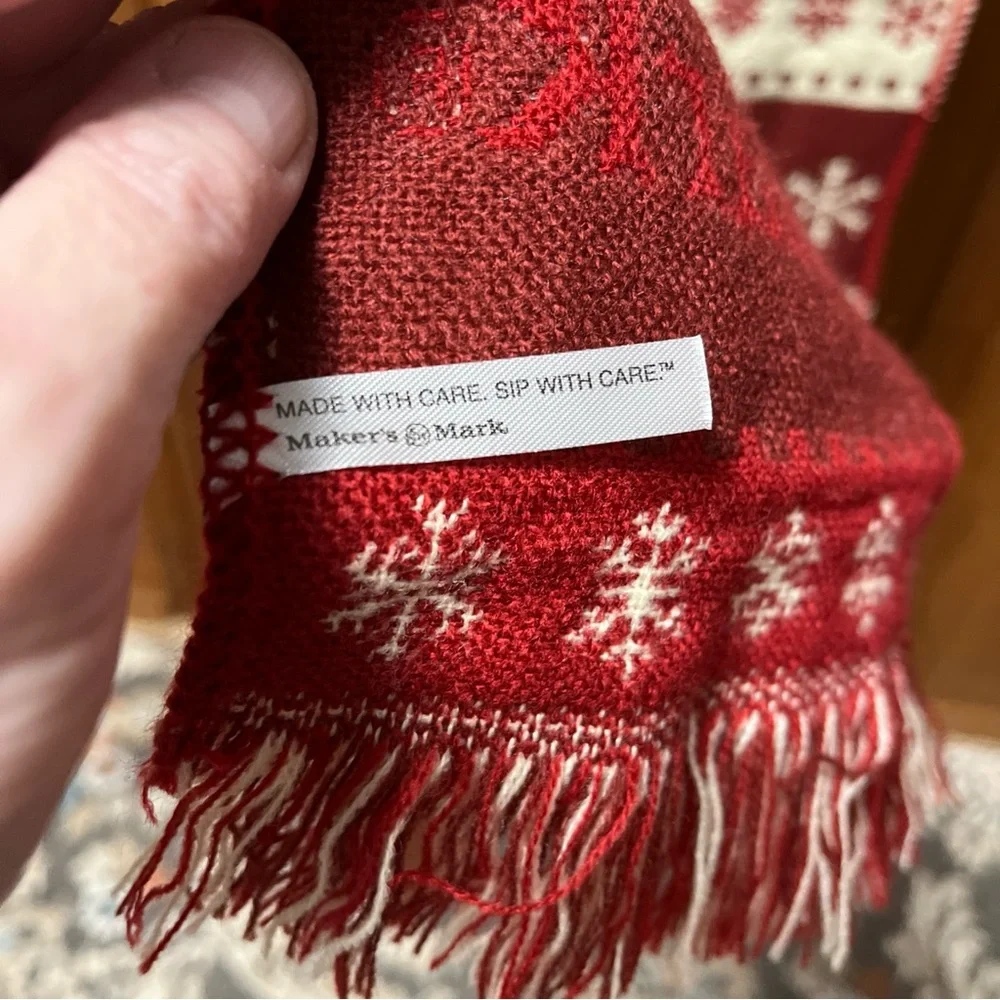 Makers Mark wool Red Holiday Scarf 68”x7”